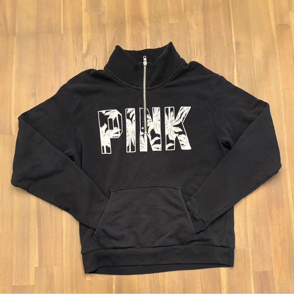 PINK Victoria's Secret Black Quarter Zip-Up Hoodie